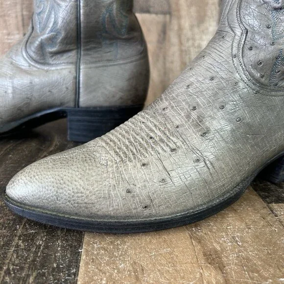Lucchese Classics L612624 Gray Full Ostrich Western Cowboy Boots Mens 11 B - Picture 12 of 12